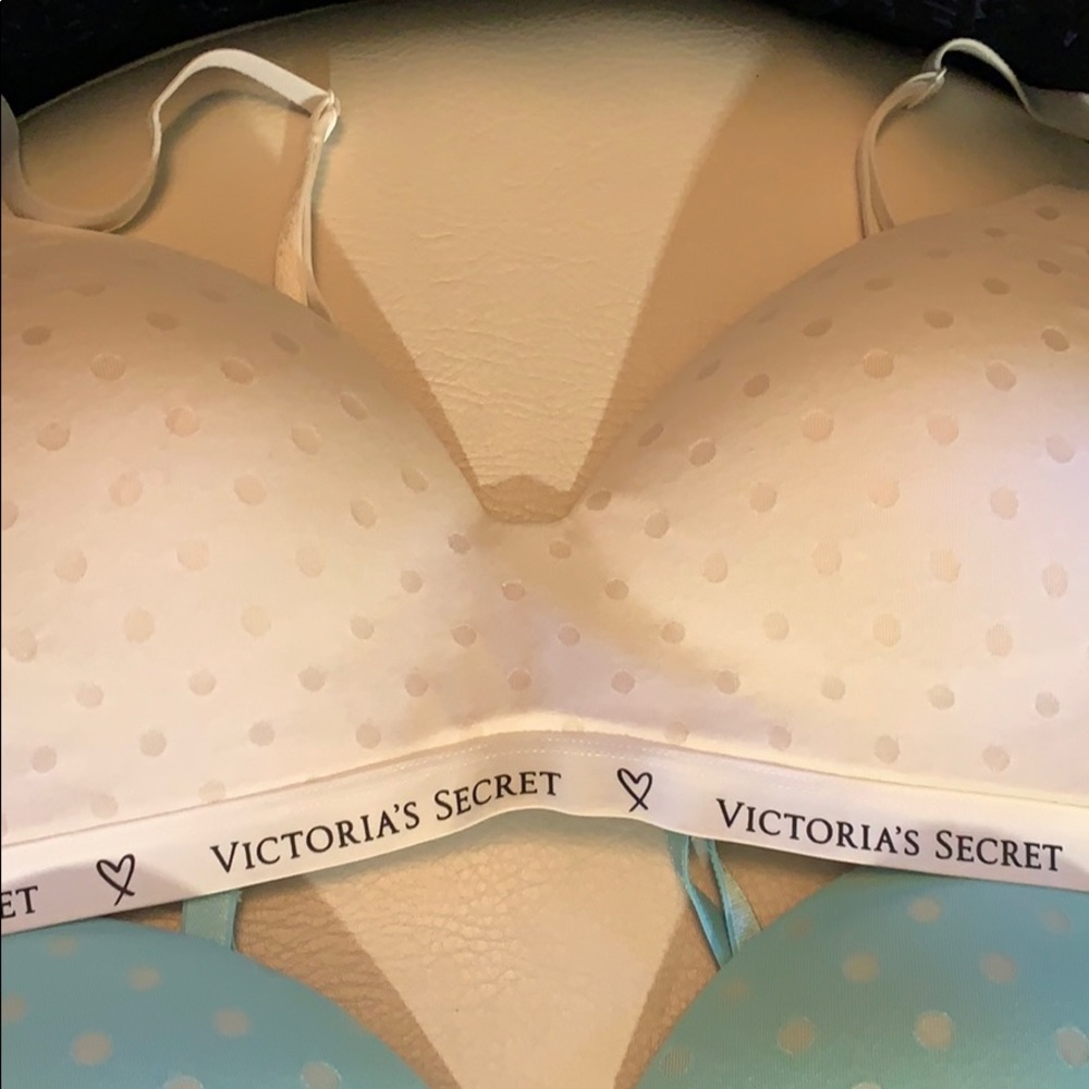 Victoria's Secret White Cotton Polka Dot Bra